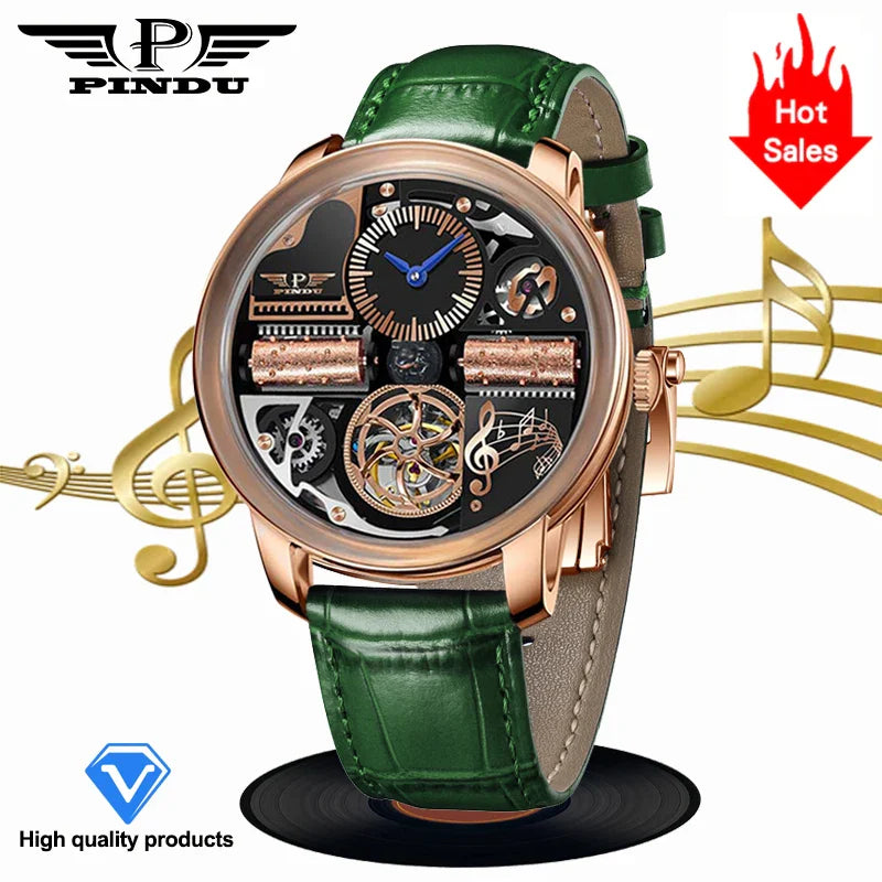 PINDU Design 2025 NEW Music Series Machinery Watch Men Fashion M2791B Movement Sapphire Glass Top Luxury Automatic Watch Hollow