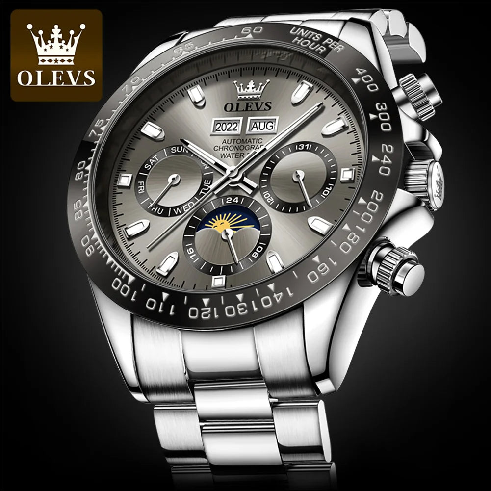 6654 Luxury Mens Watch Chronograph Automatic Mechanical Wristwatch Waterproof Luminous Top Brand Watch for Man Date Sport